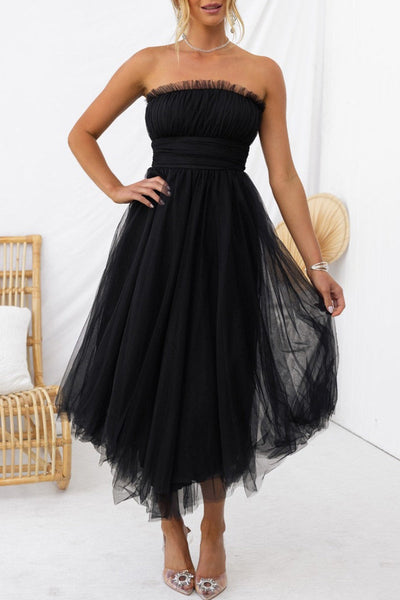 Celebrities Elegant Solid Zipper Strapless Evening Dress Dresses