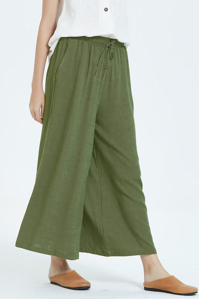 Casual Simplicity Solid Make Old Loose High Waist Wide Leg Solid Color Bottoms