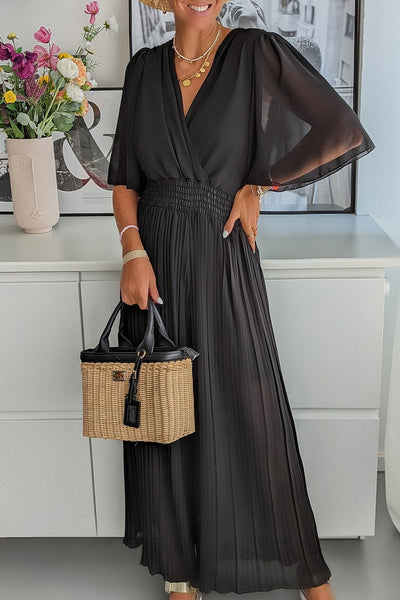 Casual Solid Fold V Neck Loose Jumpsuits