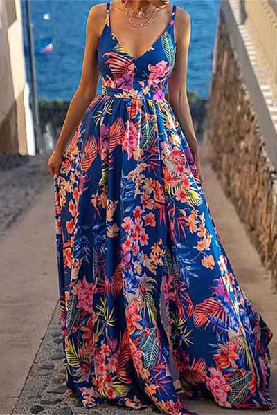 Sexy Elegant Floral Patchwork V Neck Printed Dress Dresses