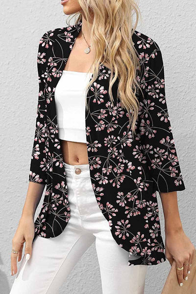 Casual Print Patchwork Cardigan Collar Tops