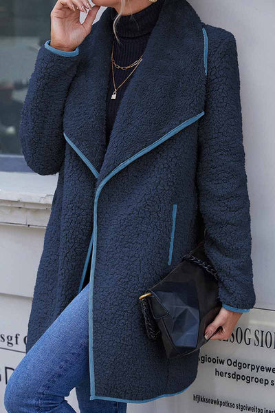 Casual Solid Patchwork Turndown Collar Outerwear