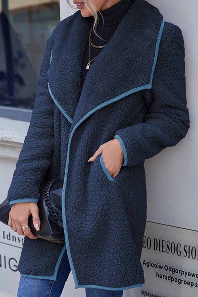 Casual Solid Patchwork Turndown Collar Outerwear