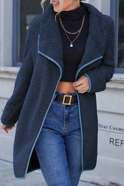 Casual Solid Patchwork Turndown Collar Outerwear