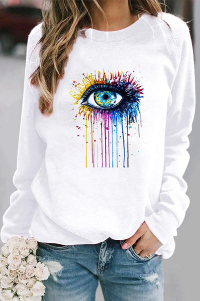 Casual Eyes Printed O Neck Tops