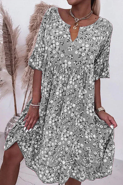 Sweet Elegant Floral O Neck A Line Dresses