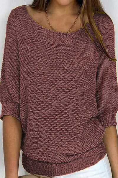 Casual Simplicity Solid O Neck Tops