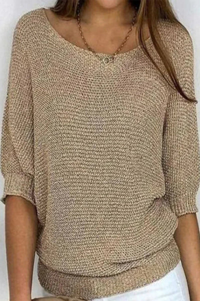 Casual Simplicity Solid O Neck Tops