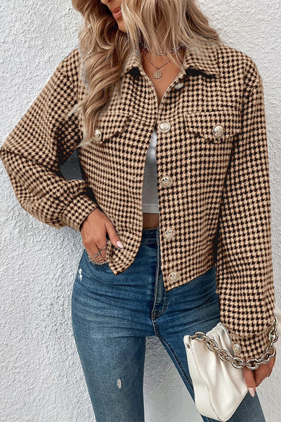 Casual Plaid Buttons Turndown Collar Outerwear