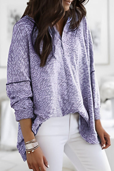 Casual Solid Buttons V Neck Tops