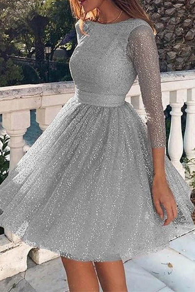 Elegant Solid Lace O Neck A Line Dresses