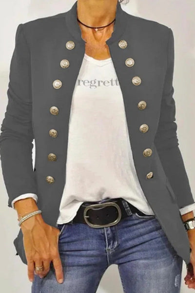 Casual Solid Cardigan Mandarin Collar Outerwear