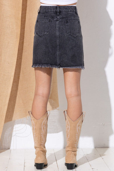 Casual Patchwork Tassel High Waist Skinny Denim Skirts