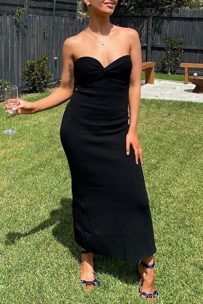 Sexy Solid Asymmetrical Strapless One Step Skirt Dresses