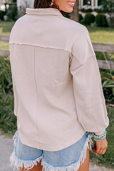 Casual Solid Make Old Turndown Collar Tops