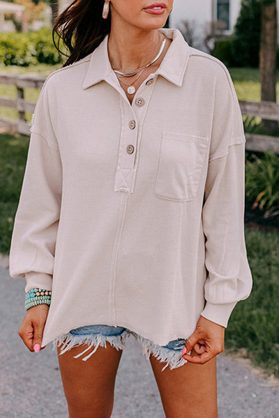 Casual Solid Make Old Turndown Collar Tops