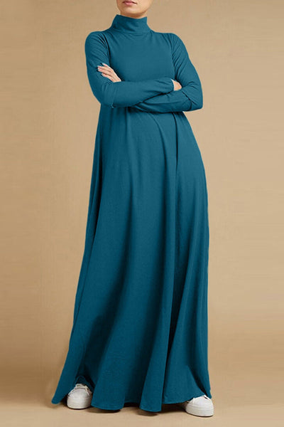 Casual Elegant Solid Turtleneck Long Sleeve Dresses(5 Colors)