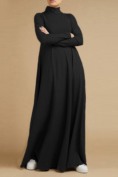 Casual Elegant Solid Turtleneck Long Sleeve Dresses(5 Colors)