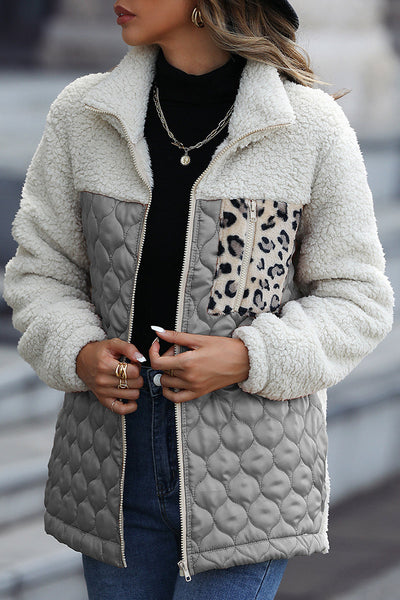 Casual Animal Print Pocket Turndown Collar Outerwear