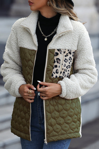 Casual Animal Print Pocket Turndown Collar Outerwear