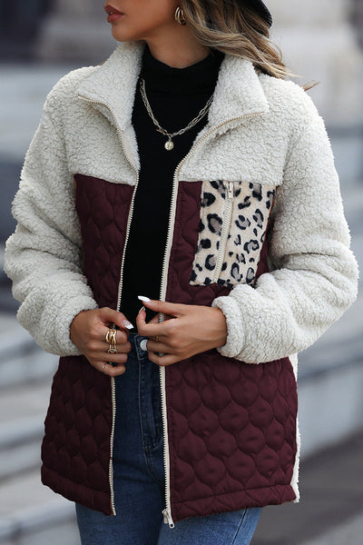 Casual Animal Print Pocket Turndown Collar Outerwear