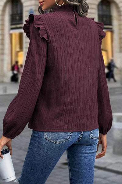 Street Elegant Solid Stringy Selvedge Mandarin Collar Tops