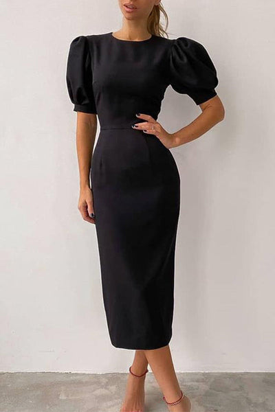 Elegant Solid Patchwork O Neck A Line Dresses