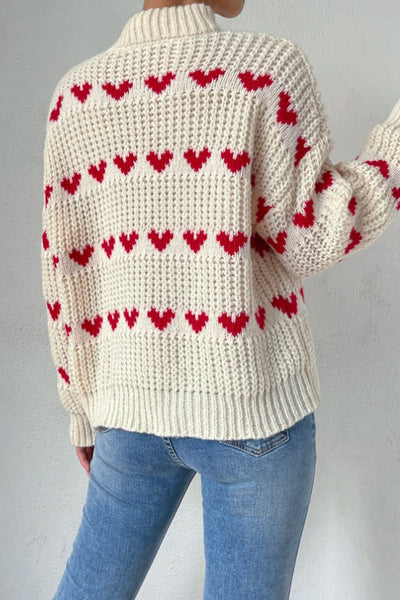 Casual Sweet Geometric Weave Turtleneck Tops