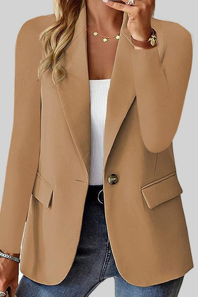 Casual Solid Cardigan Turn-back Collar Outerwear