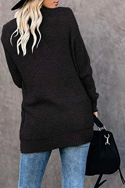 Solid Color Long Sleeve Knitted Cardigan