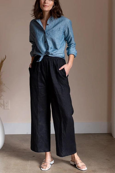 Pockets Linen Loose Pants - girlyrose.com