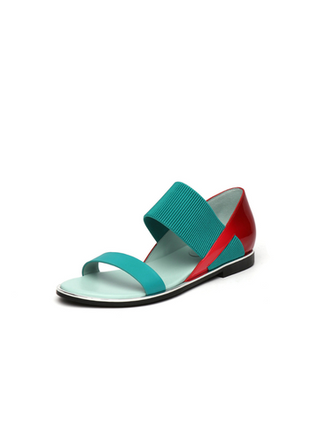 JADY ROSE | STRAP-DETAIL LEATHER SANDAL - TEAL