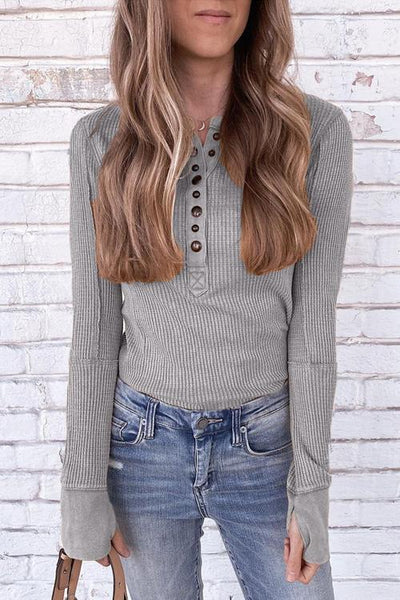 Knit Long Sleeve Button Henley