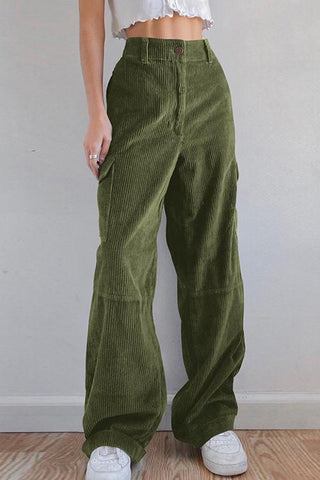 Pockets Corduroy Bell Pants - girlyrose.com