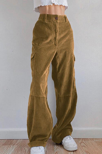Pockets Corduroy Bell Pants - girlyrose.com