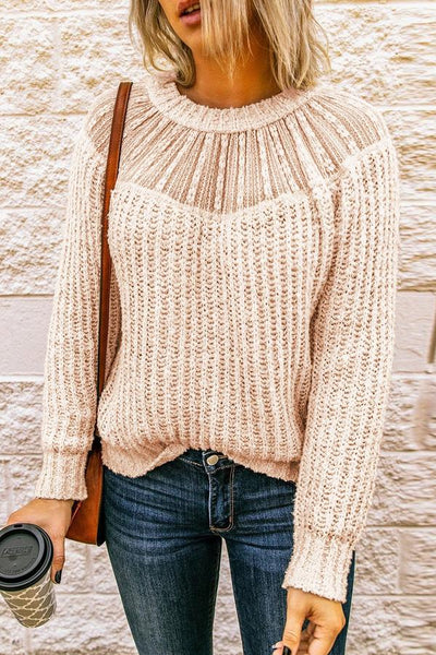 Lace Patchwork O Neck Sweater