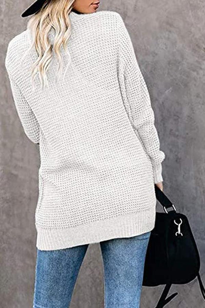 Solid Color Long Sleeve Knitted Cardigan