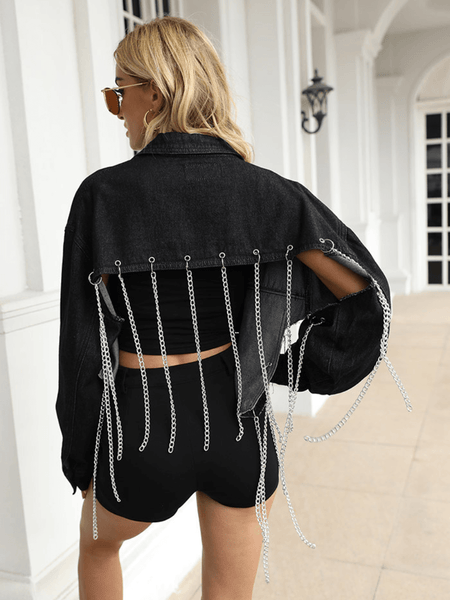 NIGHT RIDER CHAIN TASSEL DENIM JACKET