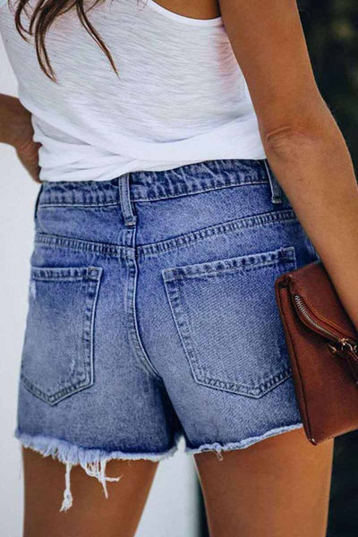 Ripped & Repaired Denim Skirt Shorts