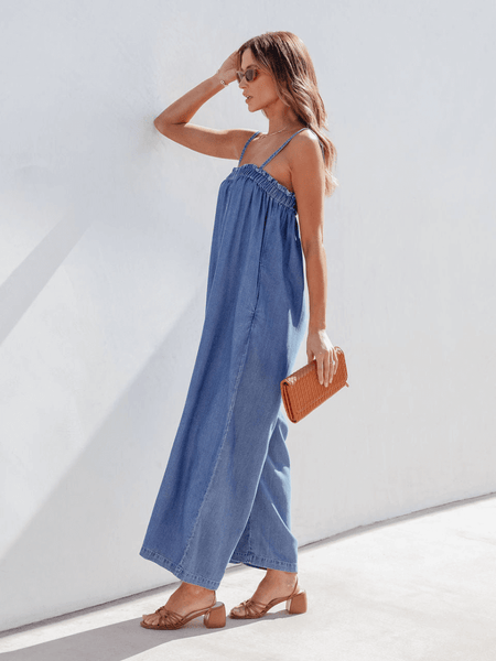 CORONADO SIDE POCKETED DENIM JUMPSUIT