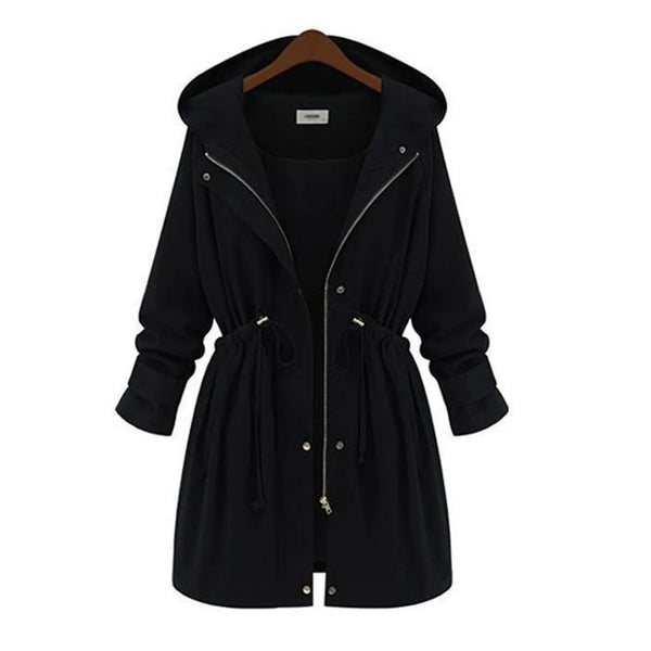 Slim Waist Hooded Coat Casual Outwear-Corachic