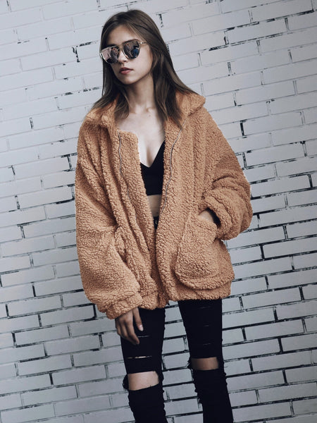 Warm Zip Up Fluffy Winter Coat