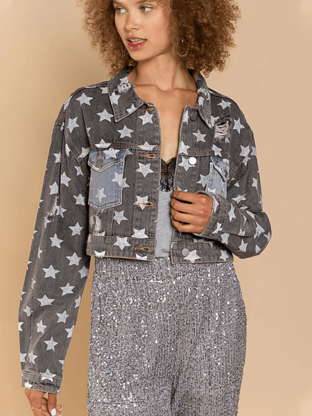 FESTIVAL STARS RIPPED DENIM SHACKET