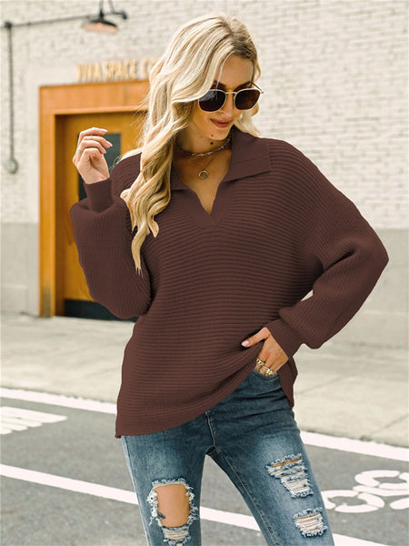 Fashion Long Sleeve Solid Color Knit Loose Turtleneck Sweater for Women-Corachic