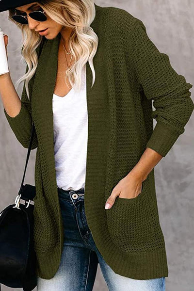 Solid Color Long Sleeve Knitted Cardigan