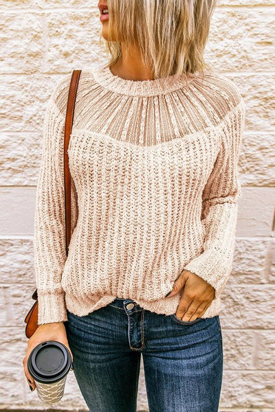 Lace Patchwork O Neck Sweater