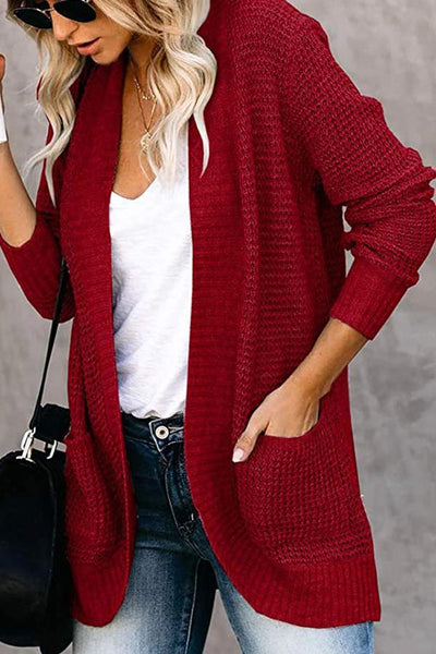 Solid Color Long Sleeve Knitted Cardigan