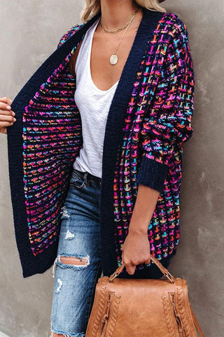 Large size cardigan jacket personality fashion color sweater