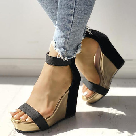 Lydiashoes Sexy Open Toe Back Zipper Wedges