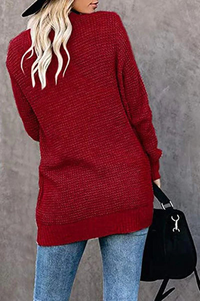 Solid Color Long Sleeve Knitted Cardigan